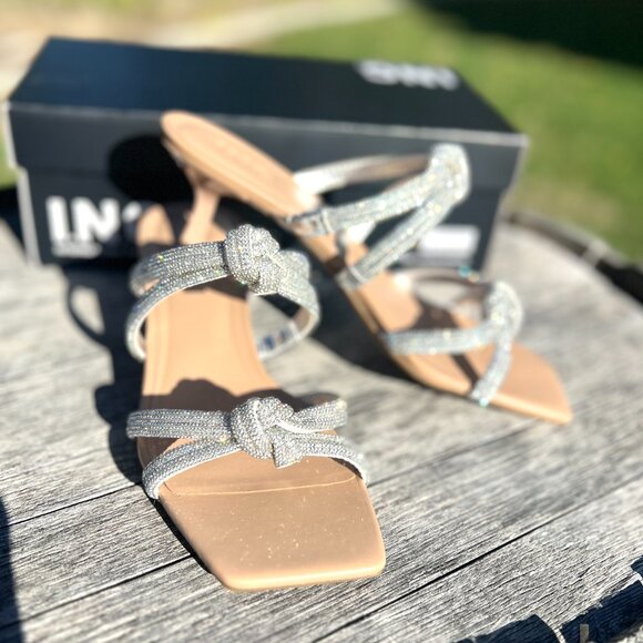 NWT INC Rhinestone Knotted Slip On Heels - Nadeen - Size 9 - Picture 1 of 11